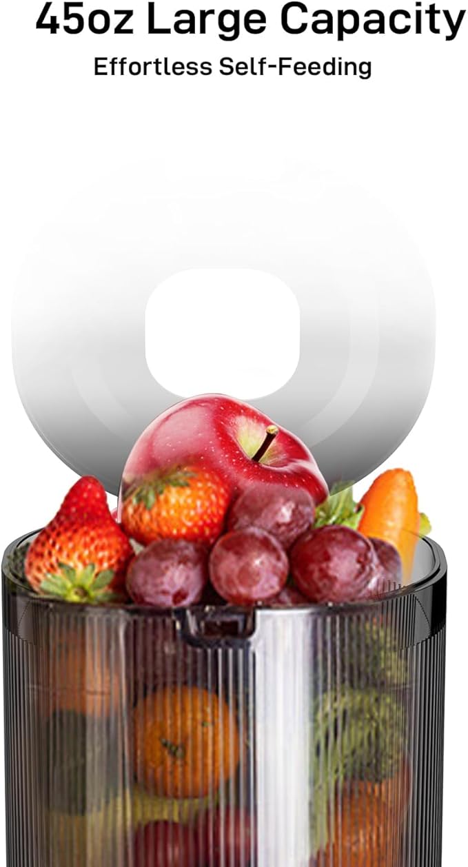 SIFENE Cold Press Juicer Machine, 4.3 Inch Wide Mouth Masticating Juicer For Whole Fruits And Vegetables, Slow Juice Extractor With High Torque Motor, Easy To Clean Brush Included, Gray