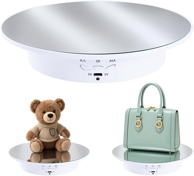 Rotating Display Stand Turntable Stand Spinning Stand for Product Shows White,7.87inch /17.6lbs Max Load,White Round