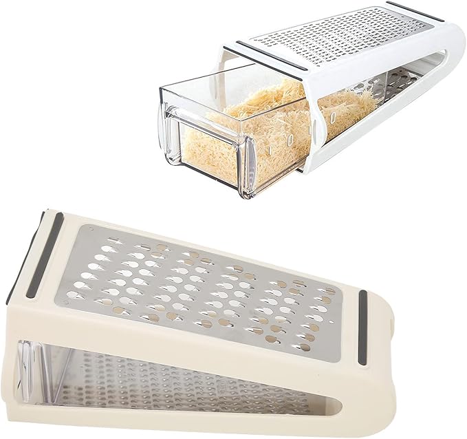 HYWHUYANG Cheese Grater, Reversible Box Grater with Two Sides, Food Grater with Storage Container, Vegetable Garlic Chopper Tool, Stainless Steel Grater for Kitchen