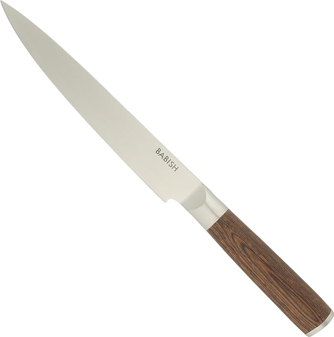 Babish 8-Inch Carving Knife – High-Carbon 1.4116 German Steel Slicing Knife with Dark Pakka Wood Handle, Full-Tang Razor Sharp Blade for Carving Meat, Turkey, Roast & BBQ