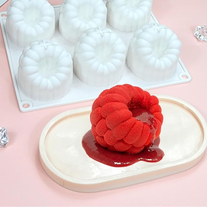 6 Cavity Large Raspberry Mousses Cake Mold Food Grade Silicone Chocolate Dessert Baking Mould Family Gathering Bakeware