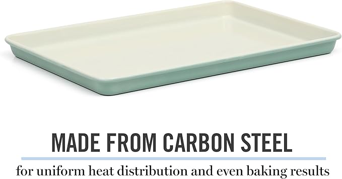 Martha Stewart Gallen 13 x 9 Inch Nonstick Carbon Steel Cookie Sheet - Teal Durable Baking Pan for Cookies, Brownies & Roasting