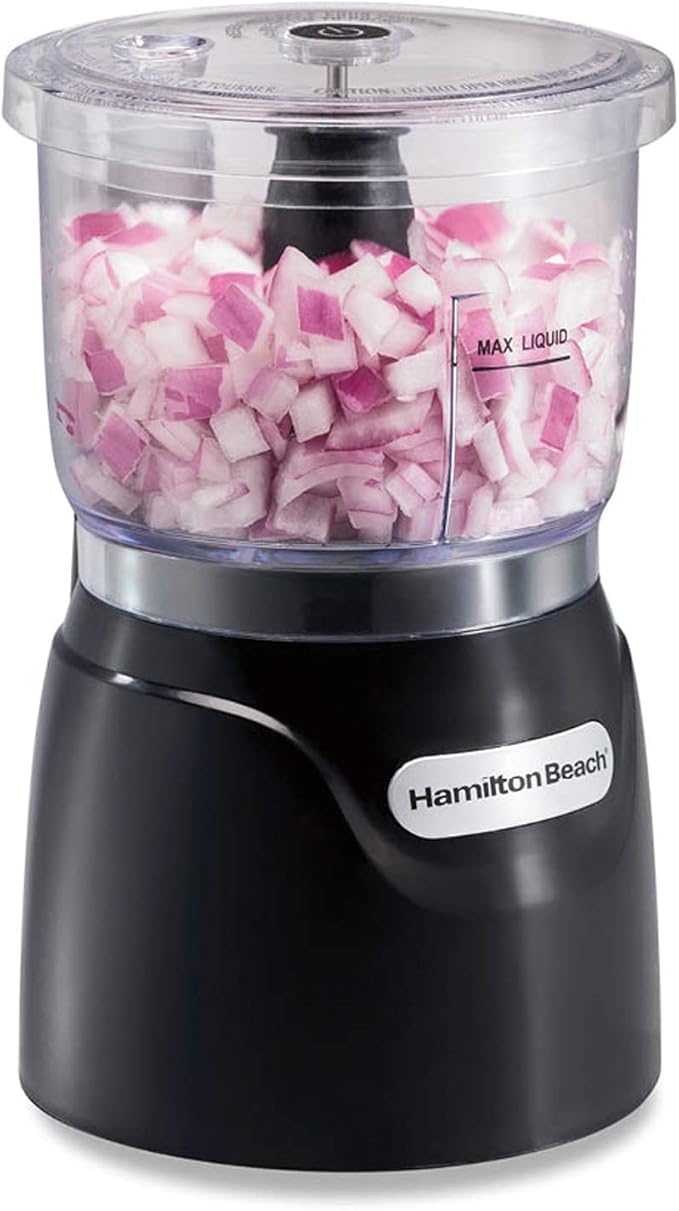 Hamilton Beach 6-Speed Electric Hand Mixer, Red & Electric Vegetable Chopper & Mini Food Processor, 3-Cup, 350 Watts, for Dicing, Mincing, and Puree, Black (72850)