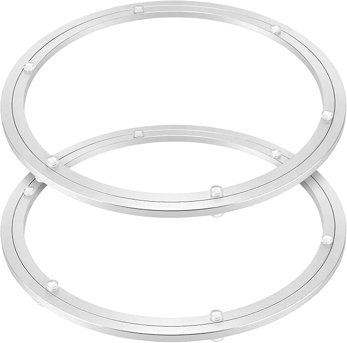 2 Pack 16 Inch Lazy Susan Bearings, Aluminium Alloy Turntable Bearing Lazy Susan Hardware, Heavy Duty Swivel Plate Hardware for Dining-Table and Workbench, Silver