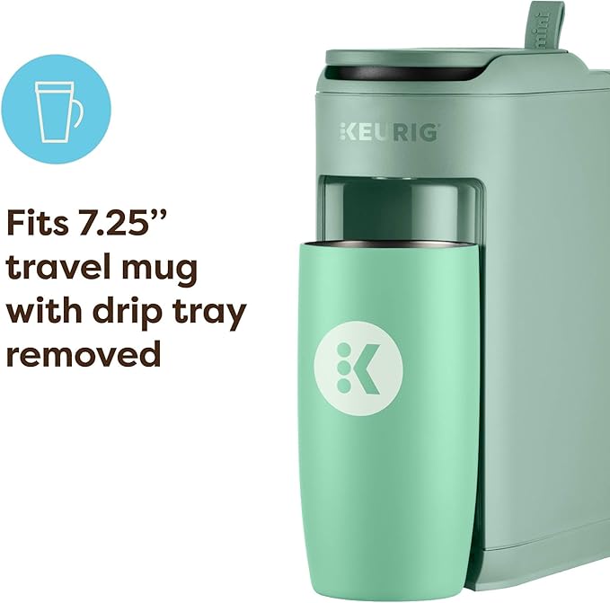 Keurig K-Mini Mate Single Serve K-Cup Pod Coffee Maker, Brews Up to 12 oz Cup, Compact Portable Coffee Machine for Small Spaces, Great for Dorms & Offices, Glamping Green