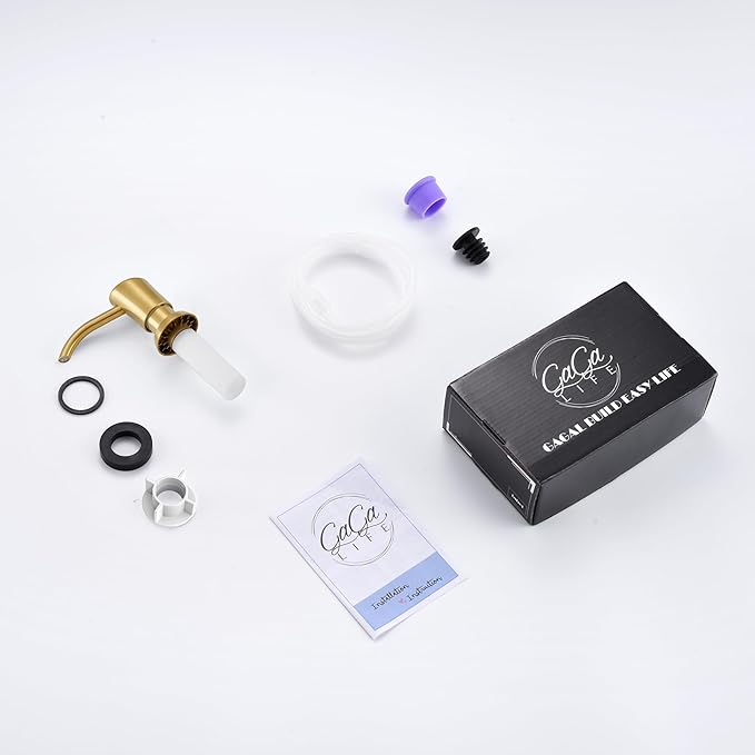GAGALIFE Built in Counter Soap Dispenser for Kitchen Sink and Extension Tube Kit, Anti-Leakage Upgrade with 40" Tube No More Top Refill, Brushed Gold