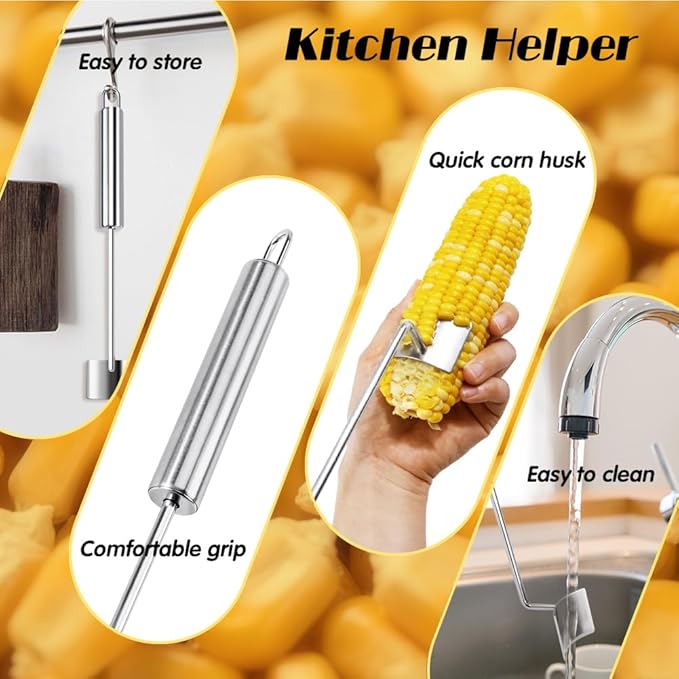 2pcs Corn Peeler,Corn Peeler For Cooked Corn On The Cob,Stainless Steel Corn Cob Stripper for Home Kitchens, Restaurant Chefs, Outdoor Dining Enthusiasts