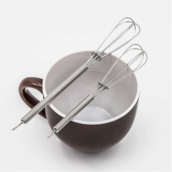 4 Pack Mini Wire Kitchen Whisks Small Egg Whisk Gravy Sauce Mini Whisk Silver-Each of 2PCS 5 Inches and 7 Inches
