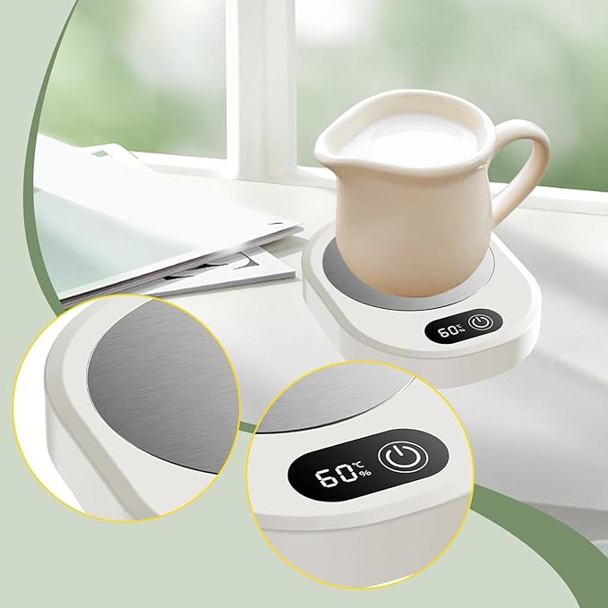 Amagogo Electric Beverage Warmer Plate Portable,Smart Coffee Heater with 4 Temperature Settings for Office Home, White
