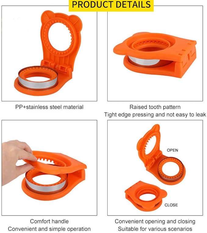 CHICHAUS Uncrustable Sandwich Maker,Sandwiches Pocket Circle Shape 3.7Inch Sandwich Cutter and Sealer,Sandwich Cutter for Kids Breakfast and lunchboxes (Orange)