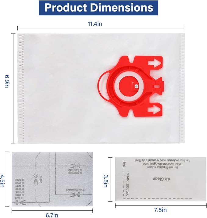 18 Packs 3D Airclean FJM Vacuum Bags Replacement for Miele Compact C1 Vacuum Type FJM,Compact C1,Compact C2,S6000-S6999,S4000-S4999,S700,S500-S578 with 6 Motor Protection Filters,6 AirClean Filter