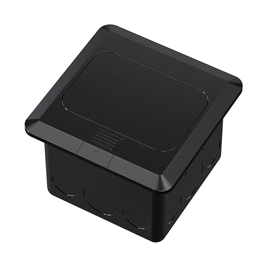 KYHSHJ Pop Up Floor Electrical Outlet Box Kit，20 Amp Stainless Steel TR Tamper-Resistant Duplex Receptacle Outlet， Corrosive Resistant Hardware，ETL Listed, Black