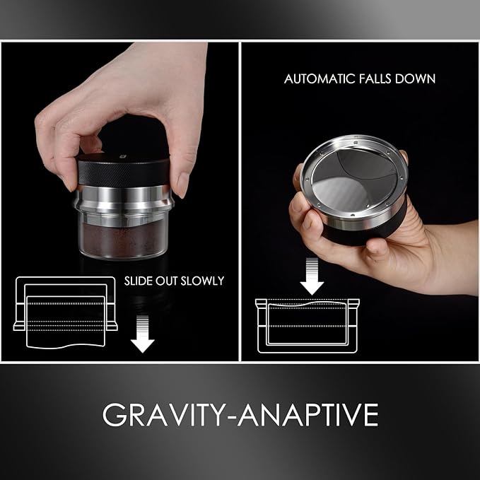 MATOW 2 in 1 Design Gravity Distributor and Magnetic Dosing Funnel Combo, 58.5mm Adaptive Espresso Distributor and Stainless Steel Dosing Ring Set Fits All 58mm Portafilter