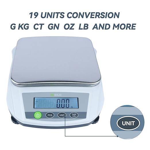 U.S. Solid Analytical Balance, 5000g/11lb x 0.01g Digital Precision Scale, Piece Counting, g/ct/oz/lb, 7.6" x 5.6" Rectangular Pan, 100-240V AC, Kitchen, Jewelry, Scientific Use
