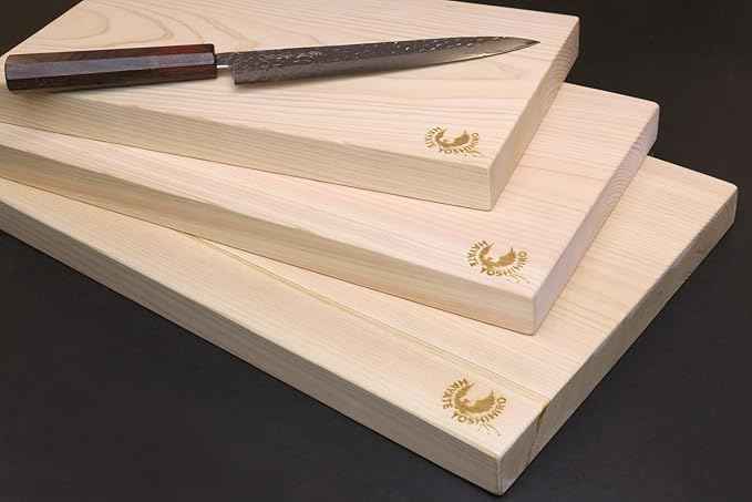 Yoshihiro Japanese Hinoki Cypress Natural One-Piece Wooden Professional Grade Cutting Board - Made in Japan (Large)