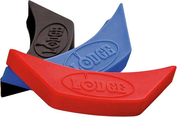 Lodge Silicone Assist Handle Holder - Dishwasher Safe Hot Handle Holder Designed for Traditional Lodge Cast Iron Dual-Handle Products - Reusable Heat Protection Up to 450° - Red,(Pack of 12)