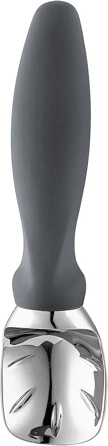 Spring Chef Gray Heavy Duty Ice Cream Scoop with Comfortable Soft Grip Handle, Dishwasher Safe Ice Cream Scooper, Professional Metal Kitchen Tool for Frozen Yogurt, Gelato, Sorbet, Sundae, Melon