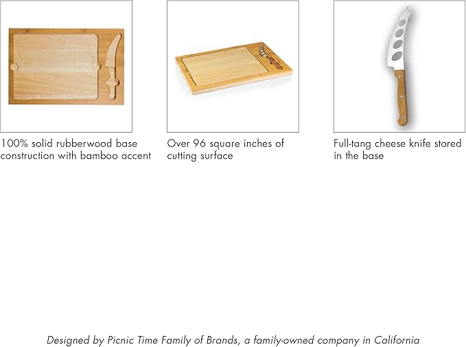 PICNIC TIME NHL Utah Mammoth Icon Glass Top Cutting Board & Knife Set, Charcuterie Board Set with Stainless Steel Cheese Knife, Tempered Glass Serving Platter and Charcuterie Set, (Natural Wood)