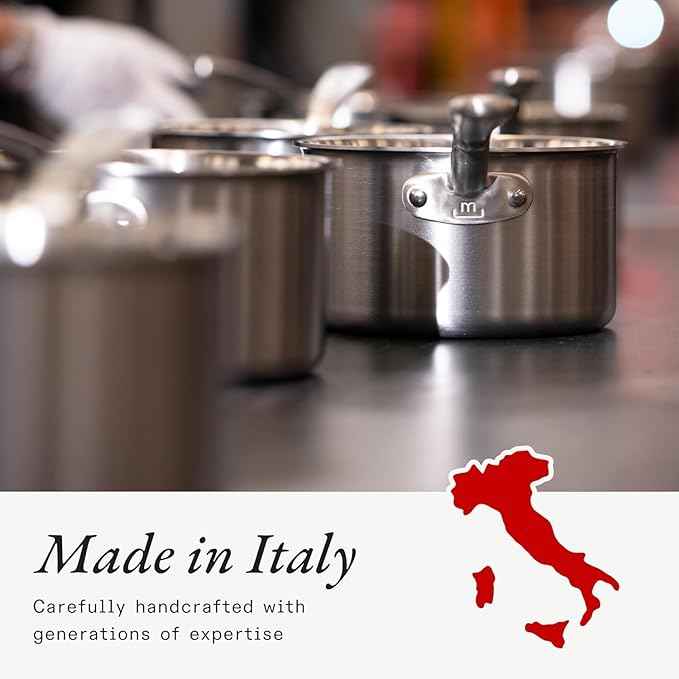 Made In Cookware | 6 Pc Stainless Steel Cookware Set | 5 ply Clad - Includes Frying Pans, Saucepan, and Stock Pot | Professional Grade | Crafted in Italy | Induction Compatible