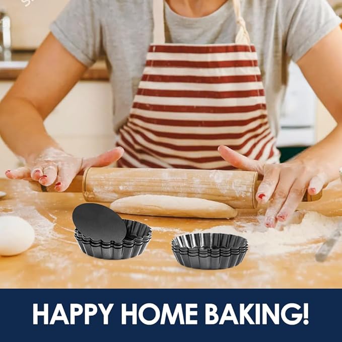 4 Pack 4 Inch Mini Tart Pans with Removable Bottom, Nonstick Quiche Pan Round, Mini Pie Pans with Oil Brush&Silicone Scrubber, Heavy Duty Fluted Side for Pies, Mousse Cakes, Dessert Baking