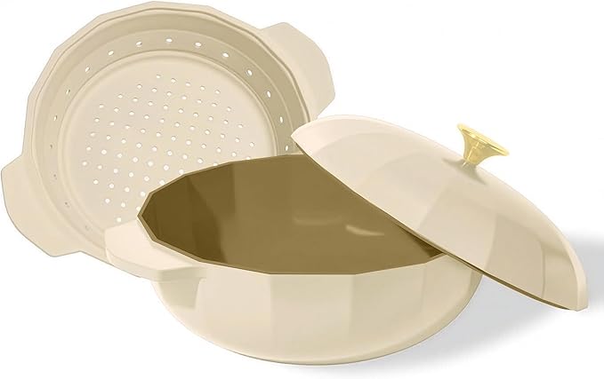 Cravings by Chrissy Teigen The Perfect Pan 5.3 Qt Dutch Oven Pot with Lid, Nonstick Lightweight Aluminum Everyday Pot with Steamer/Strainer Insert, Oven & Stovetop Safe (White)