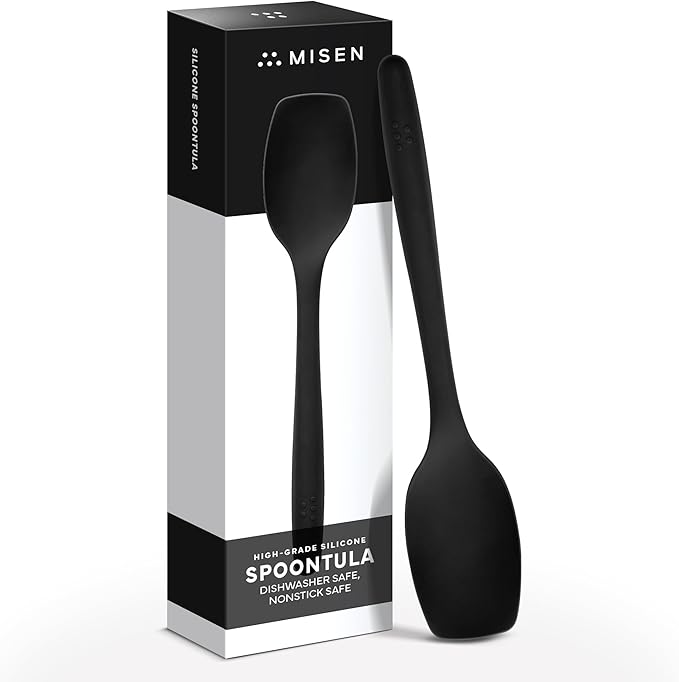 Misen Spoontula - Dishwasher Safe, Heat resistance, Nonstick Safe - Professional-Grade Versatile Kitchen Tool for Stirring, Spponging, Folding and Flipping - 4 Tools in One - Built to Last - Black