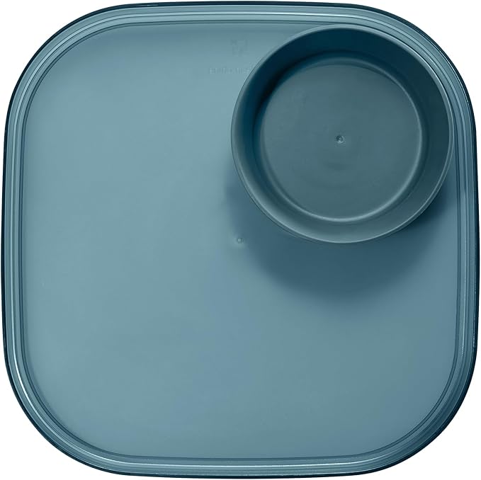 madesmart Dipware Reusable Dining Plate/Serving Tray for Appetizers and Snacks, Food-Safe Appetizer Serving Platter with Removable Dip Bowl, Midnight| (Pack of 6)