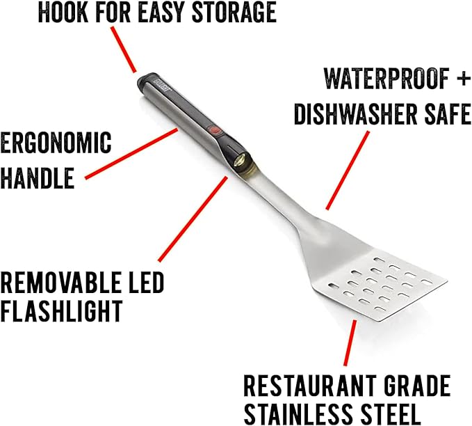 Grill Light Grill Spatula & Tongs Grilling Set | Restaurant Grade Stainless Steel | Super Bright LED Light to Grill in Dark | Waterproof & Dishwasher Safe | Camping Barbecue Grilling Tongs Spatula