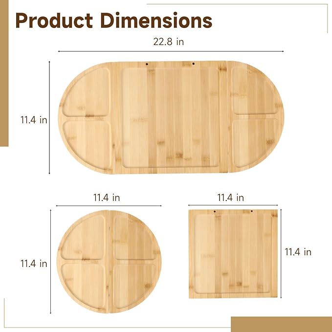 Bosreroy Wood Cheese Board And Appetizer Serving Tray, Detachable 22.8 X 11.5 In Charcuterie Platter, With Knives, Serving Board For Parties And Gatherings