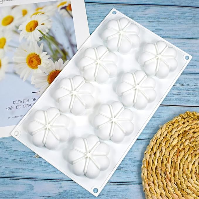 Flower Donut Silicone Mold Fondant Cake Mold DIY Chocolate Baking Tools Cake Decoration Accessories Bakeware (Flower A_11.8 x6.88 x0.8inch)