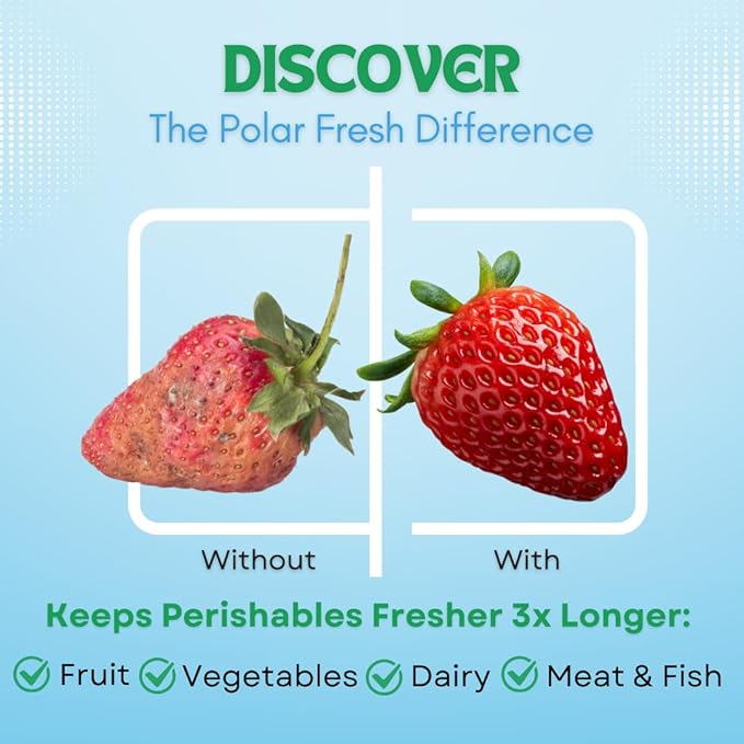 All-in-1 Refrigerator Deodorizer & Produce Saver by Polar Fresh – Fridge Odor Eliminator, Ethylene Gas Absorber, Fridge Moisture Absorber & Efficiency Booster; Surpasses Baking Soda & Charcoal