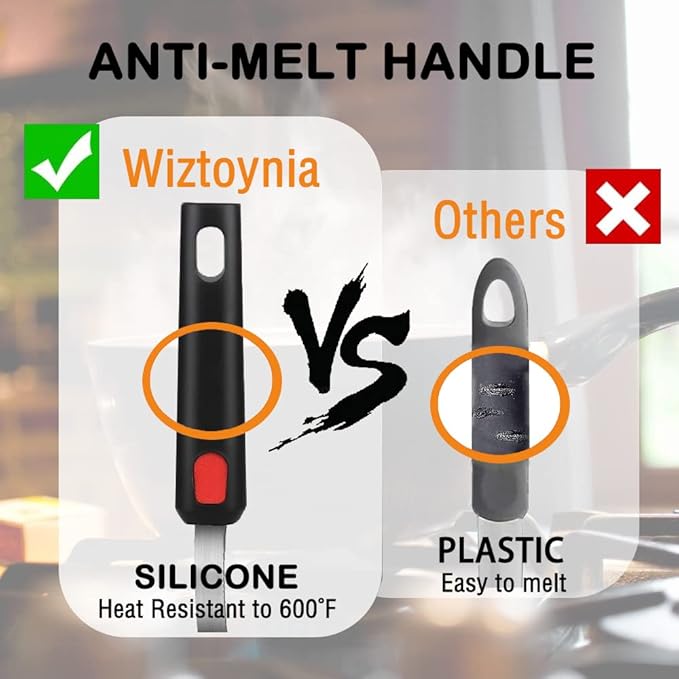 Silicone Spatula Turner Set of 4, Wiztoynia 600°F Heat Resistant Cooking Spatulas for Nonstick Cookware, BPA Free Rubber Spatula Large Kitchen Utensils Set for Egg, Pancake, Burger, Fish
