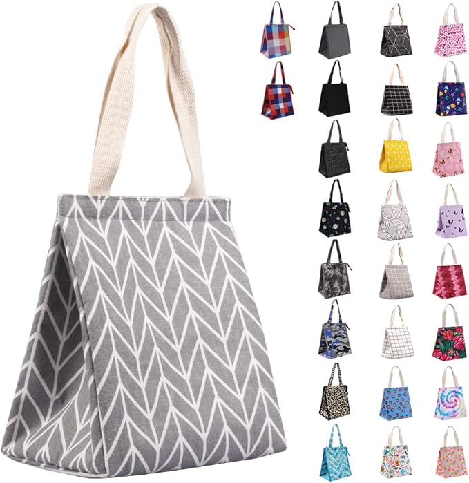iknoe Insulated Lunch Bag for Women & Adults, 9L Foldable Wide-Open Cooler Bag with Pockets, Leakproof & Portable, for Picnic, Office, Beach(Gray diamond)