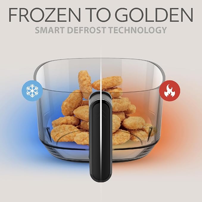 WILLOW Eco Series 6 in 1 Air Fryer with Glass Basket, 5 Quart Non Toxic Glass Air Fryer w Digital Display, 430°F Max Temp, Preheat & Keep Warm Function, Compact + Dishwasher Safe Airfryer -BLACK