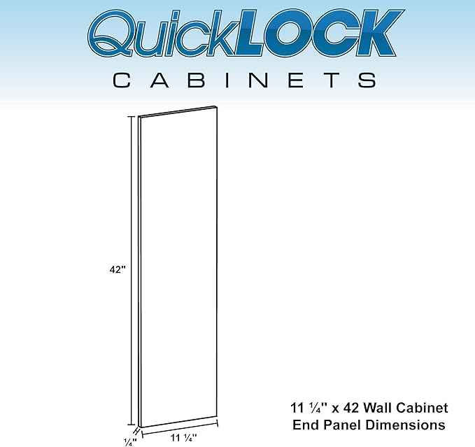 Quicklock RTA (Ready-to-Assemble) 42" Tall Wall Kitchen Cabinets - Shaker Style | 100% Hardwood | Made in America | Soft Close Hardware (Raw Maple, .25"X11.25"X42" End Panel)