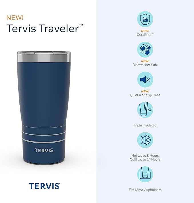 Tervis Traveler DC Comics - Batman - Gotham Gold Triple Insulated Tumbler Travel Cup Keeps Drinks Cold & Hot, 20oz, Stainless Steel