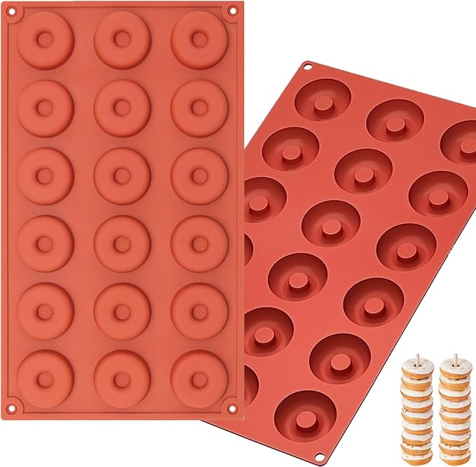 2pcs Mini Donut Pan Silicone Mold for Mini Donut, 18 Cavities Silicone Molds for Donut Home Reusable Donut Baking Pan Tray