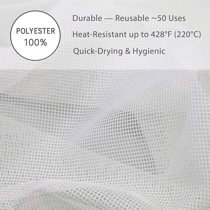 Japanese Rice Cooker Net Sushi Rice Net Mesh Polyester Napkin Reusable Made in Japan (L Size (40"x40")) White