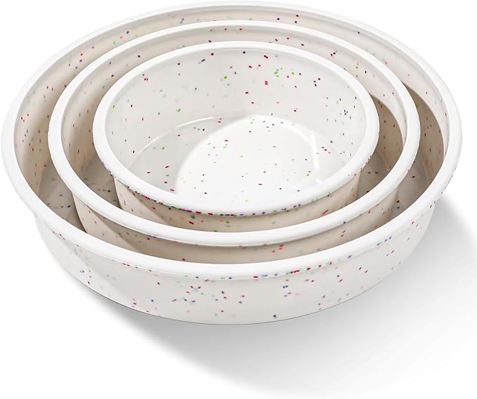 Vinino 3 Pack Round Cake Pan Set (6''/8''/10'') with Metal Reinforced Frame, Circle Cake Pan for Baking Nonstick Silicone Springform Pan for Baking Suitable for Making Layers, Cheese & Chocolate Cakes