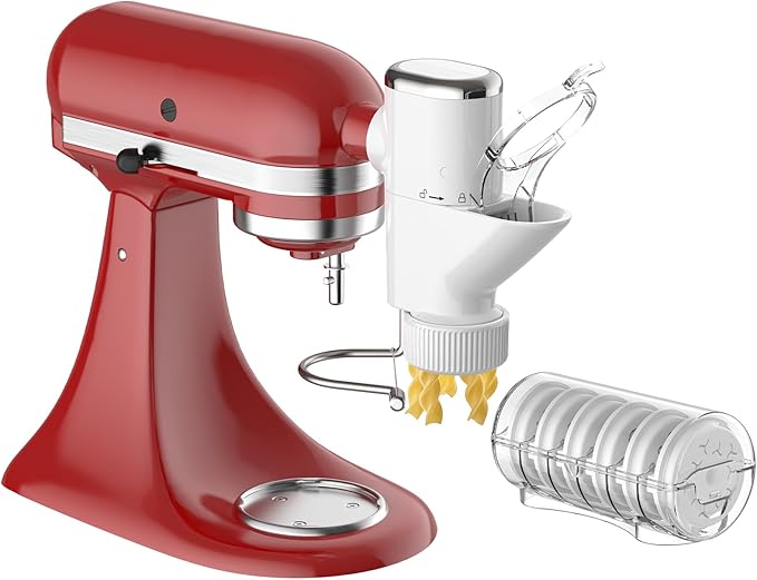 GVODE Gourmet Pasta Press Attachment for KitchenAid Stand Mixer, Pasta Maker KitchenAid Attachment with 7 Interchangeable Pasta Plates