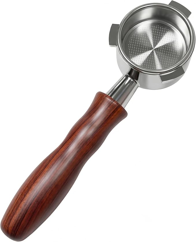 54mm Bottomless Portafilter for Breville Barista Express/Pro/Touch/Bambino18-21g Precision Basket, Stainless Steel 304 Filter Basket, Naked Portafilter for Espresso Extraction(Rosewood)