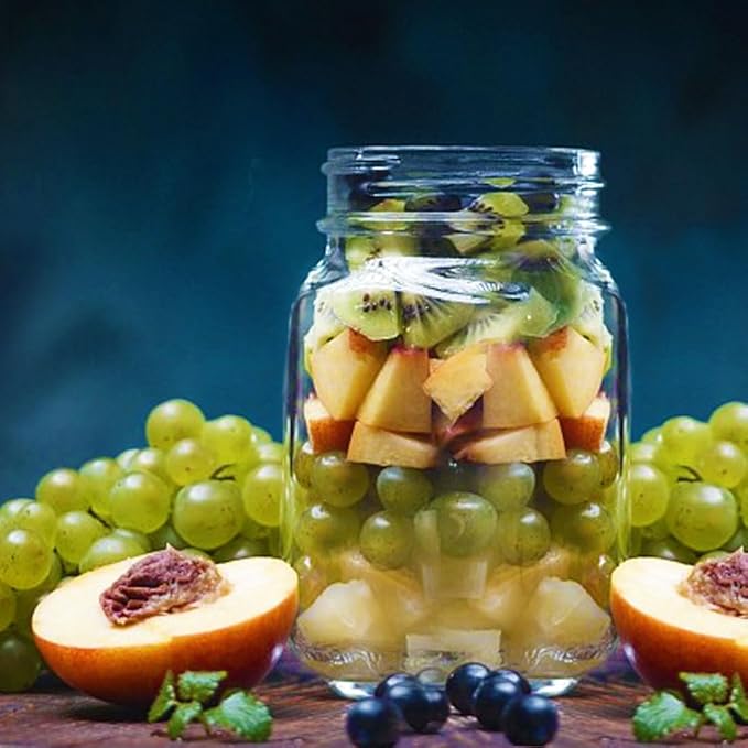 Showvigor 2 Pack Regular Mouth Mason Jars 16oz Glass Canning Jars with Airtight Lids for Preserving, Jam, Honey, Jelly, Wedding Favors, Sauces, Meal Prep, Overnight Oats, Salad