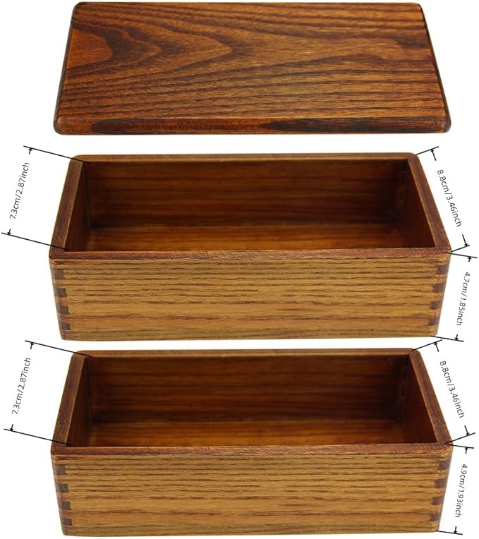 AOOSY Wood Bento Box, Lunch boxes, Japanese Traditional Natural Square Wooden Lunch Containers Women's Men's Adult Wood Bento Box with Spoon Fork kit