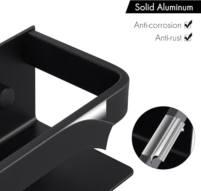 KES Spice Rack Organizer Kitchen Spice Rack Seasoning Organizer 16 Inch Aluminum Spice Holder Wall Mount Anodized Black 2 Pack, KSR401S40-BK-P2
