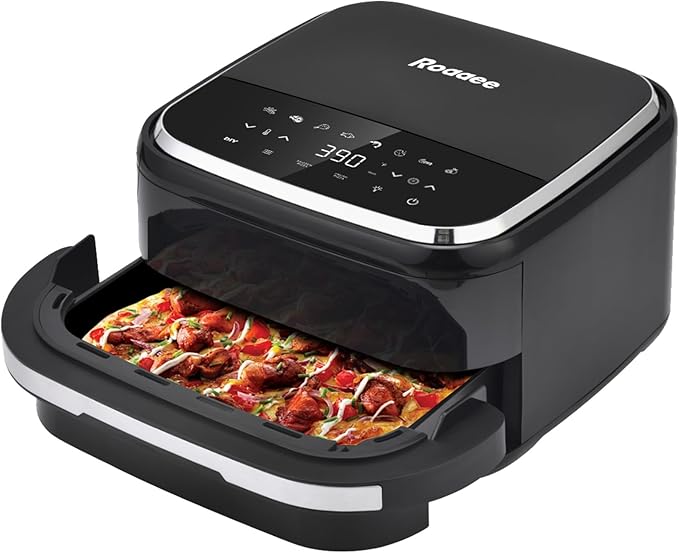 Pizza Oven & Air Fryer, 4.5QT 11-in-1 Flat Airfryer with Superior Top and Bottom Airflow Tech, Digital Display, Large Viewing Window, Grill Plate, Up to 32 Chicken Wings / 11" Pizza Capacity