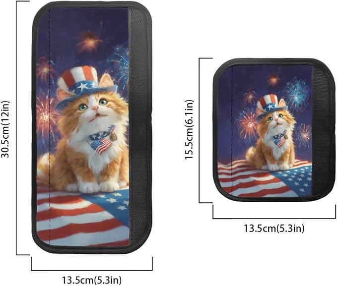 Patriotic Refrigerator Door Handle Covers Set of 6 Kitchen Electrical Appliances Handle Protector America 250th Anniversary Decorations for 4th of July, Cute Cat American Flag