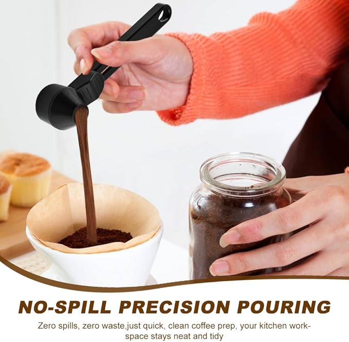 Coffee Scoop & Funnel for K-Cups Reusable, Coffee Spoon with Slide Scoop Measuring Scoo p with Funnel for Filling Water Bottles for Ground Coffe e Protein Powder without Spilling