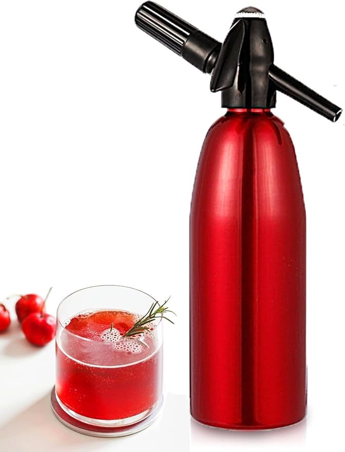 Soda Siphon 1L Premium Sparkling Water Maker - Aluminum Portable Seltzer Machine for Home, Bar, Cocktails, Coffee, Tea,Uses 8g C02 cartridges(Not Included)
