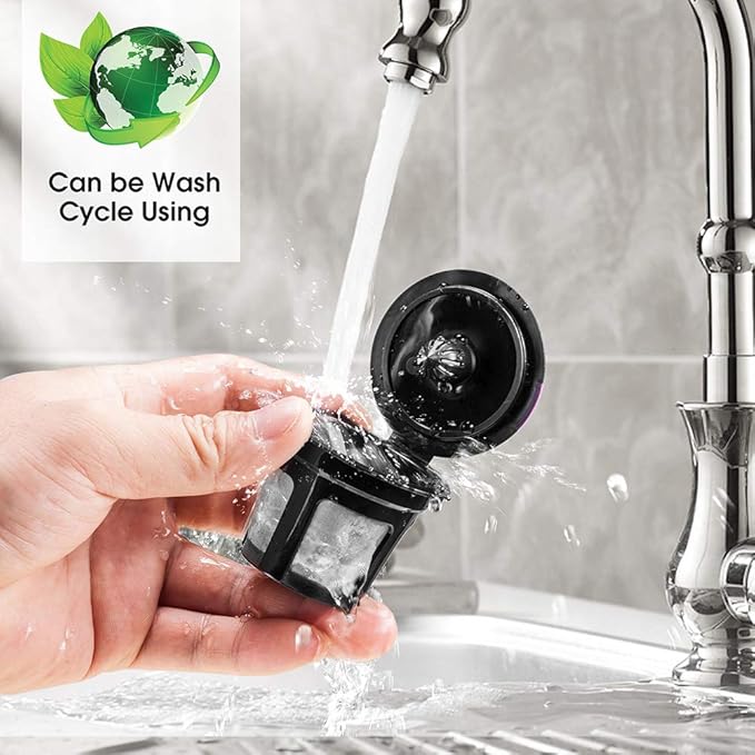 Reusable K Cups, Universal Fit Reusable Coffee Filters with Food Grade Stainless Steel Mesh Eco-Friendly Coffee Pods, for 1.0 and 2.0 Brewers (4)