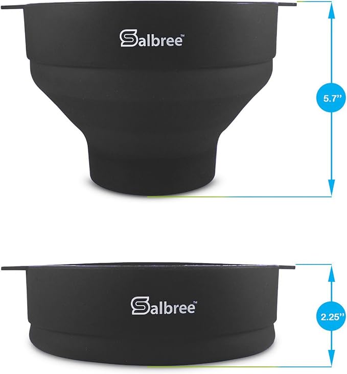 The Original Salbree Microwave Popcorn Popper Machine, Silicone Popcorn Maker, Collapsible Microwavable Bowl - Hot Air Popper - No Oil Required - The Most Colors Available (Black)